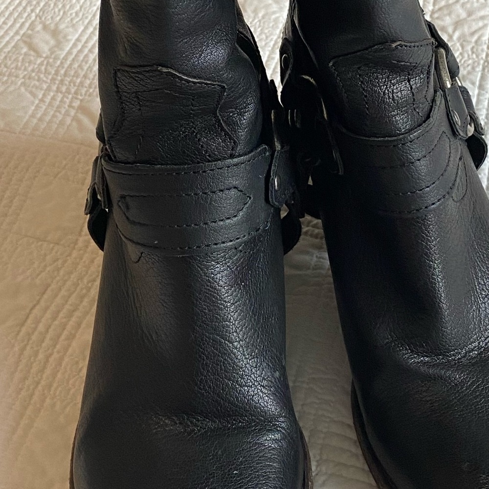 Frye Black Leather Harness Boots - Picture 2 of 9